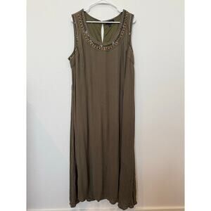 Lane‎ Bryant Green Maxi Dress Beading Sleeveless 18/20